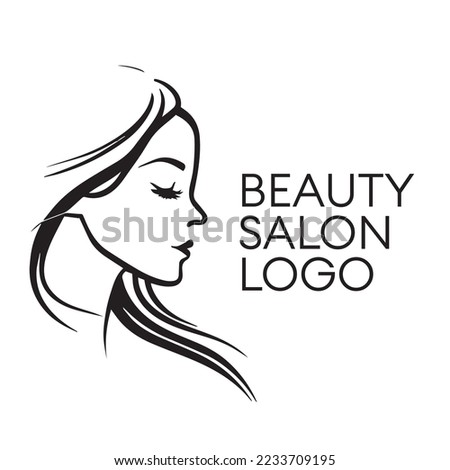 Beautiful woman vector logo template for hair salon. Beauty salon logo