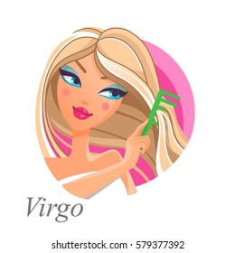 Beautiful woman as Virgo zodiac sign. Astrological symbol