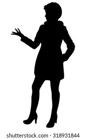 beautiful woman in warm clothing talking
