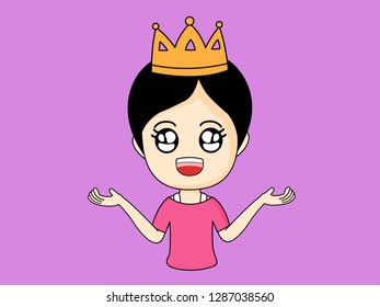 Beautiful woman wearing a crown. Happy woman smiling and posing.