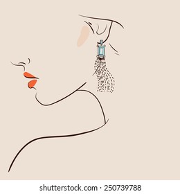 Beautiful woman wearing earrings. Vector illustration eps 10
