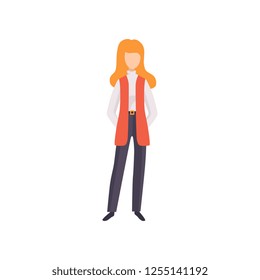 Beautiful woman wearing vintage clothing, retro fashion girl from 70s vector Illustration on a white background