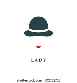 Beautiful woman wearing vintage hat. Vector illustration