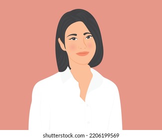 A beautiful woman who looks at the world with optimism Happy to spend my life in my heart full of love. Vector illustration.