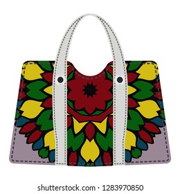 Beautiful woman's beach bags with mandala decoration. Vector illustration