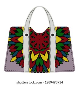 Beautiful woman's beach bags with mandala decoration. Vector illustration