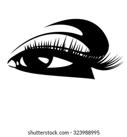 Beautiful woman's eye. Vector illustration. Black and white.
