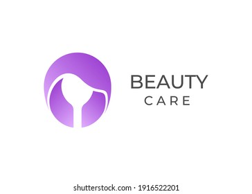 Hermosa plantilla de diseño de logotipo 3d para la cara de la mujer. Cabello, chica. Concepto de diseño abstracto para salón de belleza, masaje, revista, cosmética y spa. Icono de vector premium.
