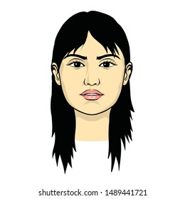 Beautiful woman's face, avatar, vector illustration