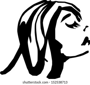 Beautiful Womans Face Closed Eyes On Stock Vector (Royalty Free ...