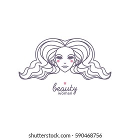 Beautiful woman's face in a fashionable linear style. It can be used for beauty salons