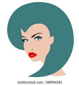 Beautiful woman's face. Flat.