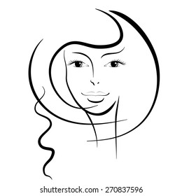 Beautiful woman's face. Ink drawing. Sketch.