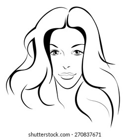 Beautiful woman's face. Ink drawing. Sketch.