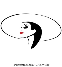 A beautiful woman's face. Ink drawing.