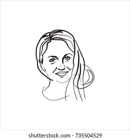 Beautiful woman's face. Ink drawing. Sketch.