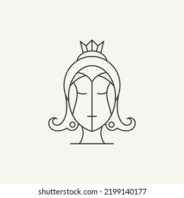 Beautiful Woman's Face Line Art Logo Design Template. - Vector.