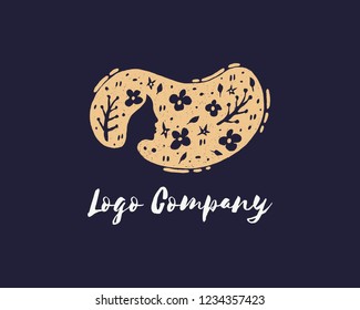 Beautiful woman's face logo design template. Abstract design concept for beauty salon, massage, magazine, cosmetic and spa. Premium vector icon.