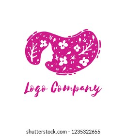 Beautiful woman's face logo design template. Abstract design concept for beauty salon, massage, magazine, cosmetic and spa. Premium vector icon.