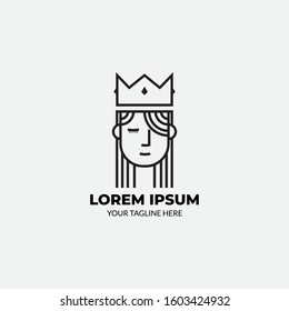 Beautiful woman's face logo design template. Hair, girl, leaf symbol. Abstract design concept for beauty salon, massage, magazine, cosmetic, and spa