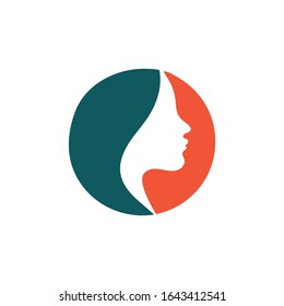 Beautiful woman's face logo design template. Abstract design concept for beauty salon, massage, magazine, cosmetic and spa. Premium vector icon.