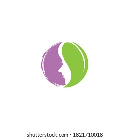 Beautiful woman's face logo design template. Hair, girl, leaf symbol. Abstract design concept for beauty salon, massage, magazine, cosmetic and spa. Beauty salon and spa vector logo.