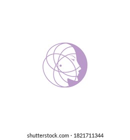Beautiful woman's face logo design template. Hair, girl, leaf symbol. Abstract design concept for beauty salon, massage, magazine, cosmetic and spa. Beauty salon and spa vector logo.