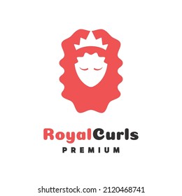 Beautiful woman's face logo design template. Hair, girl, leaf symbol. Abstract design concept for beauty salon, massage, magazine, cosmetic and spa. Premium vector icon.