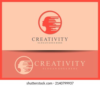 Beautiful woman's face logo design template. Hair, girl, flower, leaf symbol. Abstract design concept for beauty salon, massage, magazine, cosmetic and spa. Premium vector