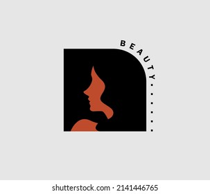 Beautiful woman's face logo design vector illustration.
