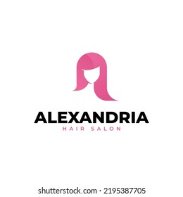 Beautiful woman's face logo design template. Hair, girl, symbol. Abstract design concept for beauty salon, massage, magazine, cosmetic and spa. Premium vector icon.