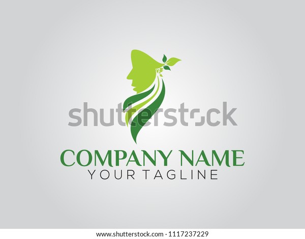 Beautiful Womans Face Logo Design Template Beauty Fashion Stock