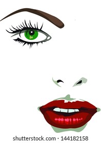 Beautiful woman's face  on white background. Vector.