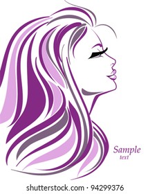 Beautiful woman's face in profile in lines