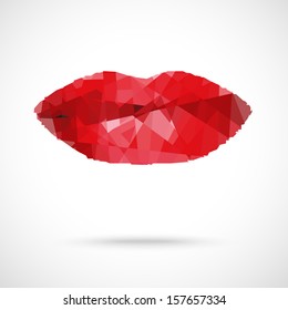 Beautiful woman's  lips formed by abstract blots