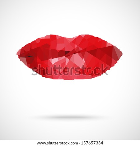 Beautiful woman's  lips formed by abstract blots