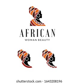 beautiful woman's logo from africa, with distinctive colors belonging to africa.