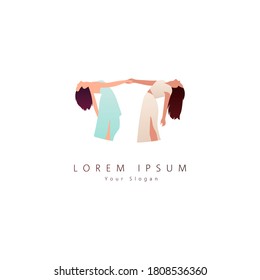 Hermosa plantilla de diseño del logo de la mujer. Pelo, símbolo de chica. Concepto de diseño abstracto para salón de belleza, masaje, revista, cosmética y spa. Icono de vector premium.