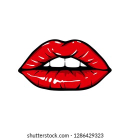 Beautiful woman's open lips close up. Fashion style illustration.Vector.