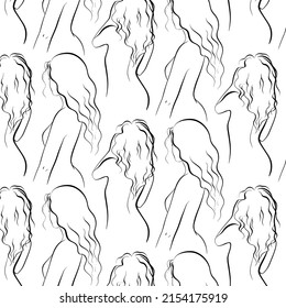 Schöne Frauen porträtieren Vektorgrafik nahtlos Muster 