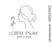 Beautiful woman's profile with a  flower . Beauty  logo template  line style vector.