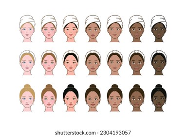 Beautiful women of all races (diverse ethnic groups) for cosmetic