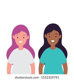 beautiful women avatar character icon vector illustration design