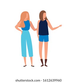 beautiful women avatar character icon vector illustration design
