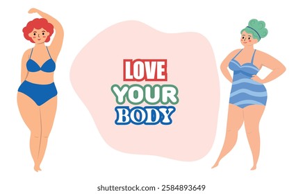 Beautiful women bikini posing. Body positive and love your body