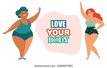 Beautiful women bikini posing. Body positive and love your body