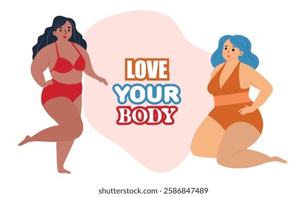 Beautiful women bikini posing. Body positive and love your body