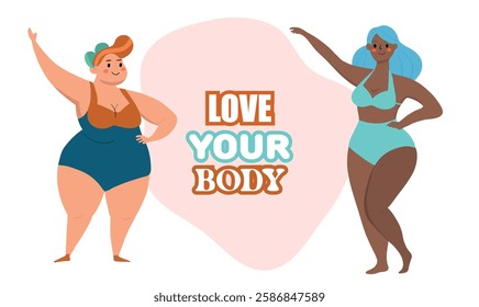 Beautiful women bikini posing. Body positive and love your body