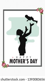 Beautiful women with child. Happy mothers day card. Paper cut style. Vector illustration - Vector