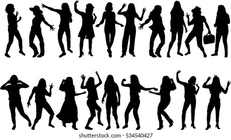 Beautiful women dancing.Concept silhouette.